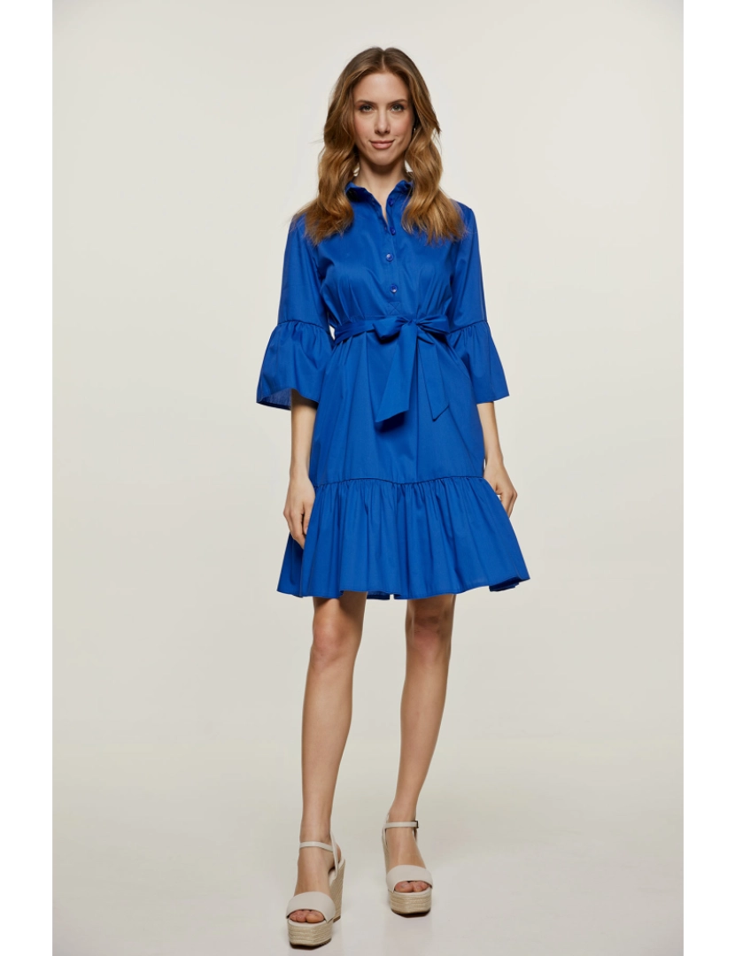 imagem de Royal Blue Bell manga vestido com Ruffle Hem7