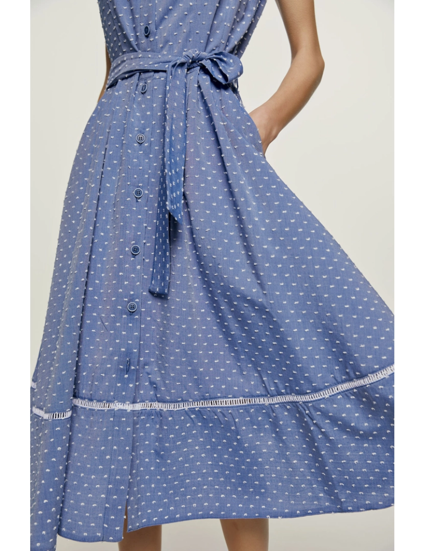 imagem de Indigo Polka Dot botão detalhe vestido4