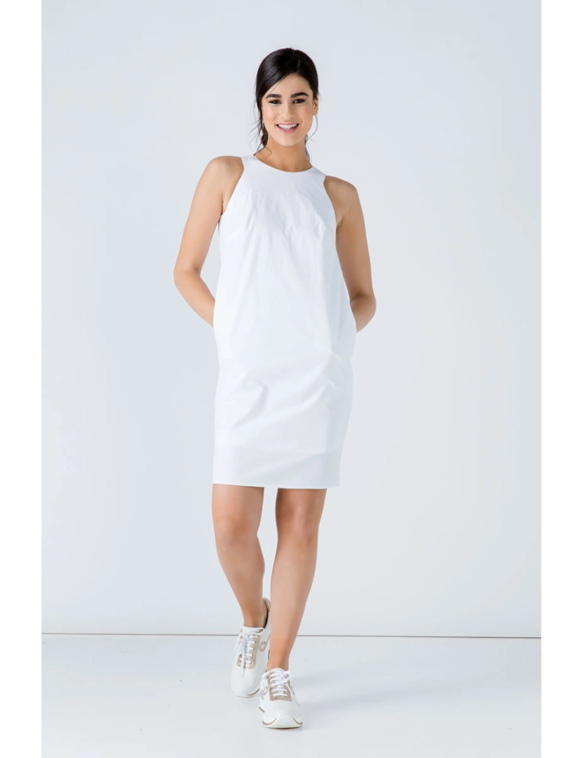 imagem de Vestido de cetim de algodão branco2