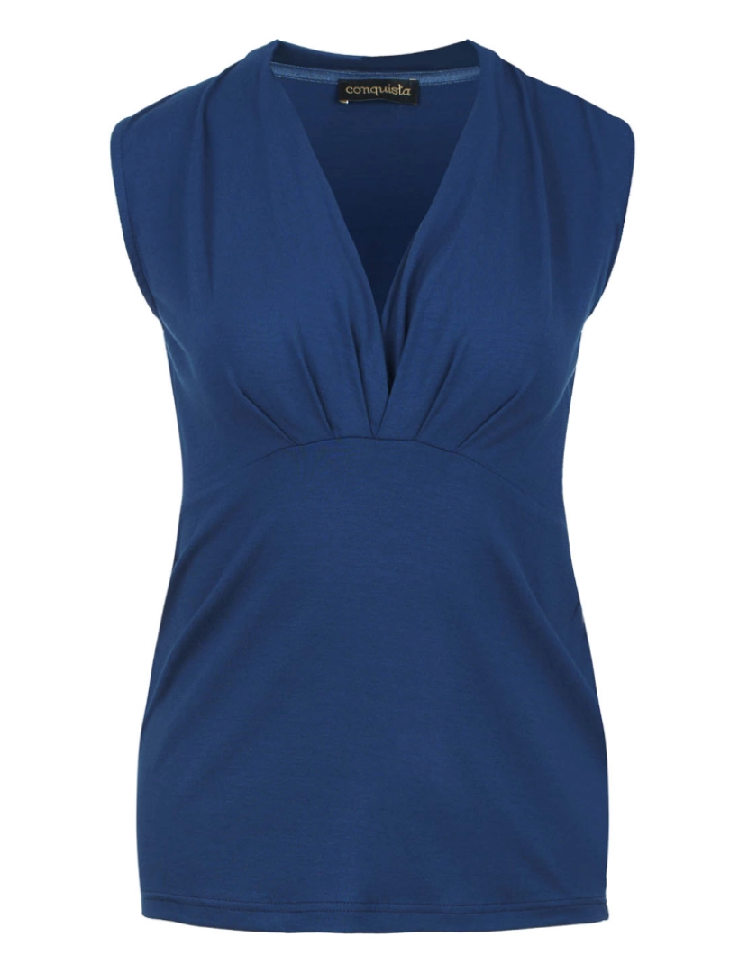 imagem de Azul Faux Wrap mangas Top1