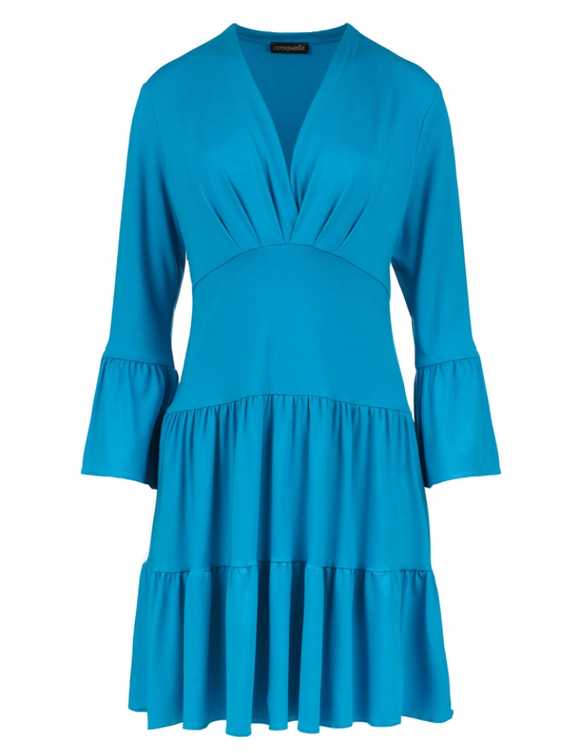 Conquista - Turquesa Jersey Tiered Vestido