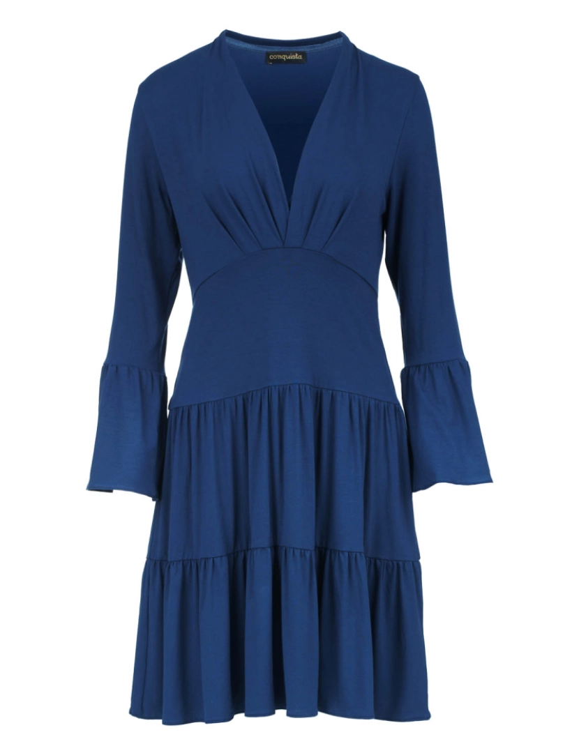Conquista - Azul Jersey vestido amarrado