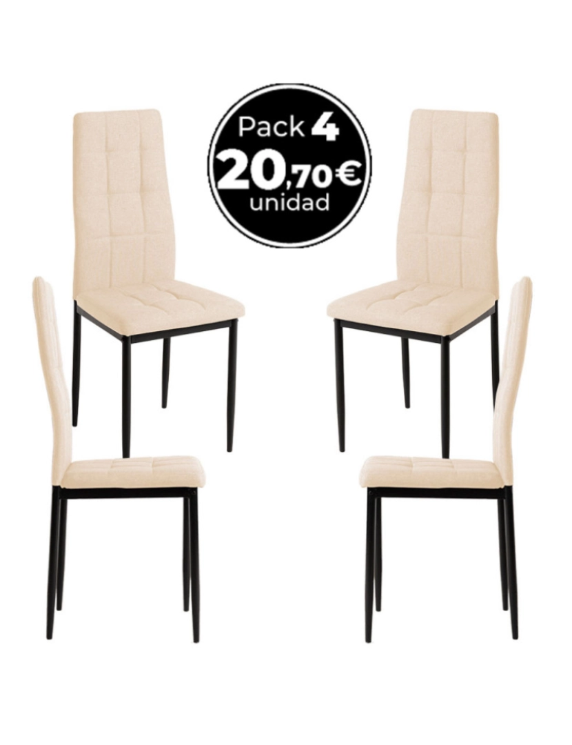 imagem de Pack 4 Cadeiras Lan Tecido - Beige1