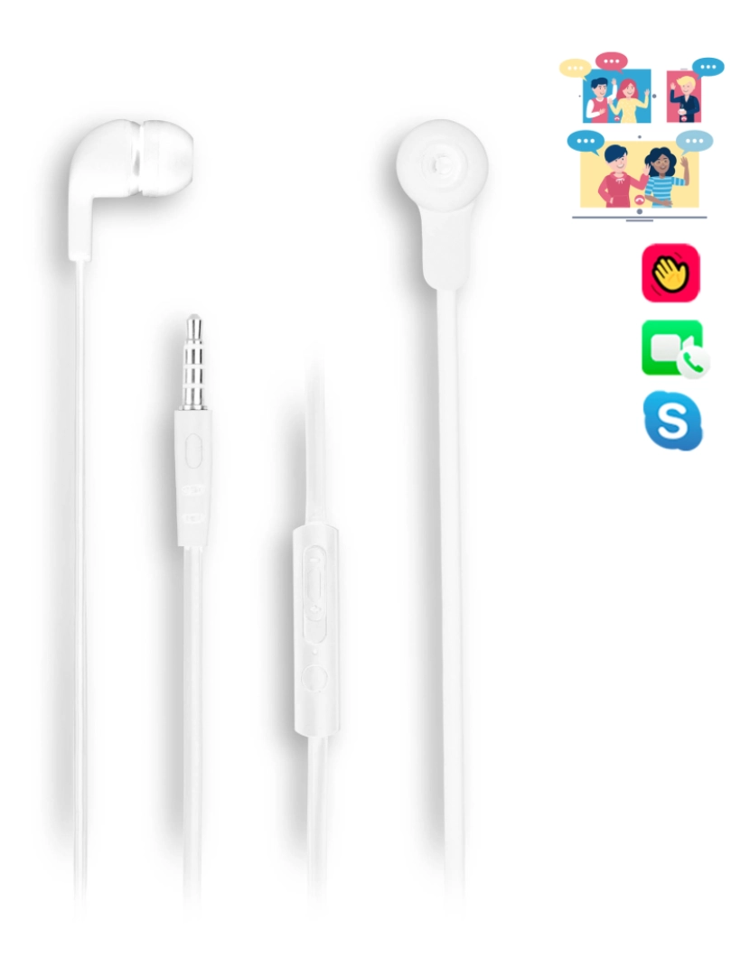 NGS - NGS CROSS SKIP WHITE: Auricular de plástico -1.2m cable - Voice assistant access - 3.2mm