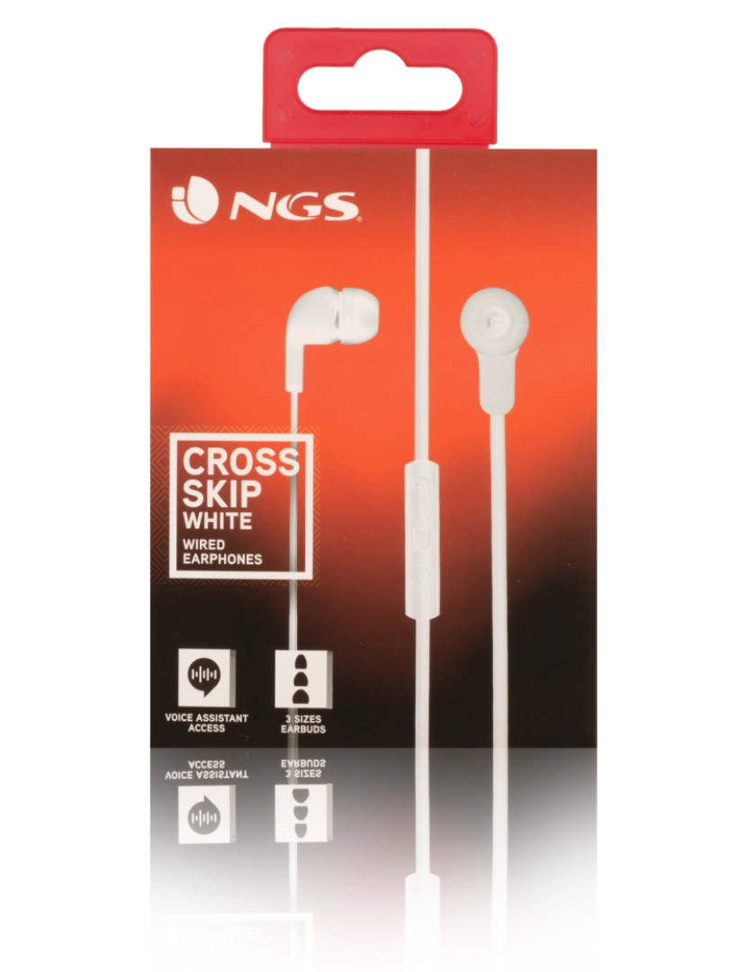 imagem de NGS CROSS SKIP WHITE: Auricular de plástico -1.2m cable - Voice assistant access - 3.2mm5