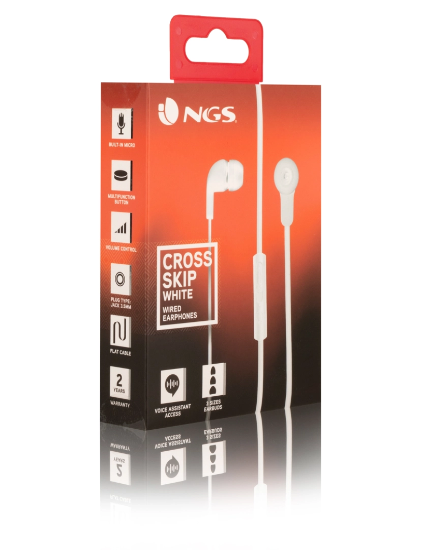 imagem de NGS CROSS SKIP WHITE: Auricular de plástico -1.2m cable - Voice assistant access - 3.2mm6