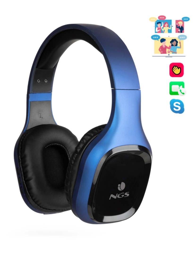 imagem de NGS BLUETOOTH HEADPHONE ARTICA SLOTH BLUEBLUETOOTH HEADPHONE-LINE IN HANDS FREE - CONTROL BUTTONS1