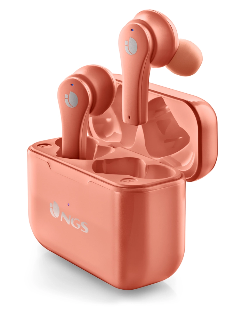 NGS - NGS ARTICA BLOOM CORAL: auscultadores design intra-auricular compatível com TWS e tecnologia Bluetooth. ATÉ 24 H–COMANDOS POR TOQUE-USB TYPEC. CORAL