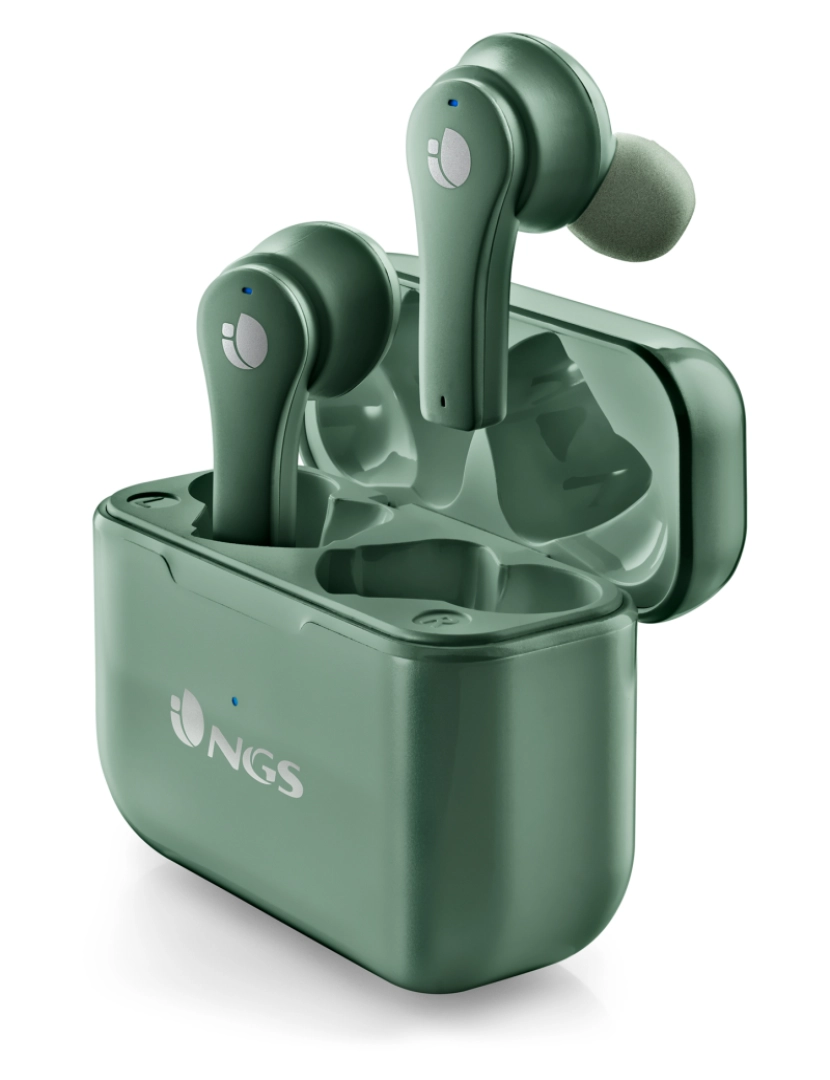 NGS - NGS ARTICA BLOOM GREEN: auscultadores com design intra-auricular compatível com TWS e tecnologia Bluetooth.ATÉ 24H–COMANDOS POR TOQUE-USB TYPEC. VERDE