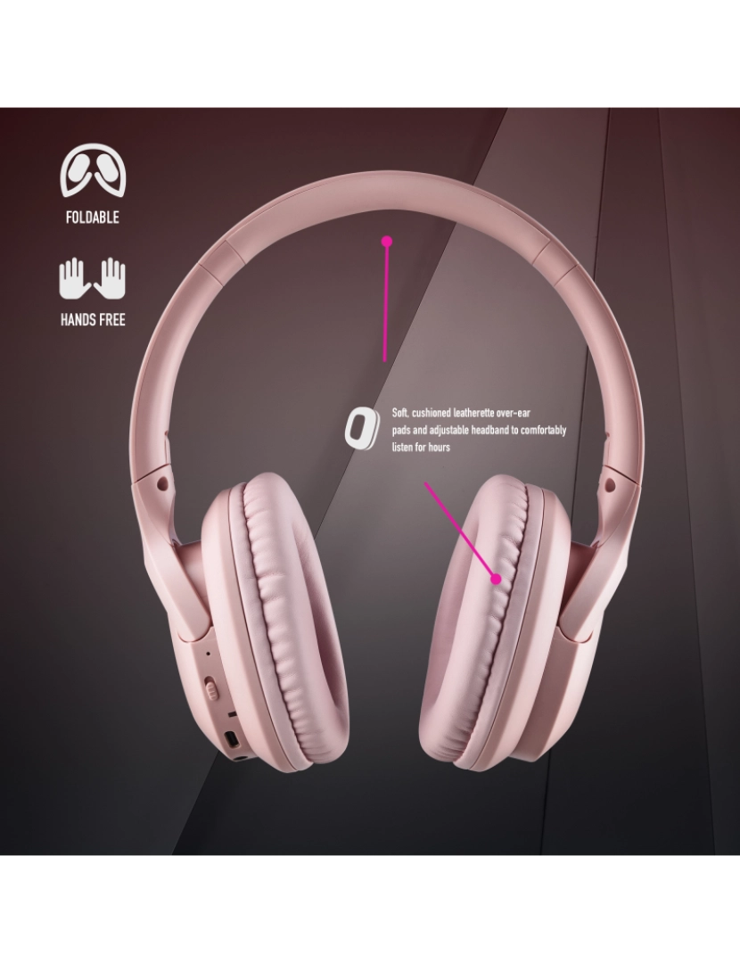 imagem de NGS ARTICA GREED PINK: Auscultadores supra-aural sem fios compatível com tecnologia Bluetooth 5.1-10hrs de autonomia. Microfone. Dobrável. Rosa.6