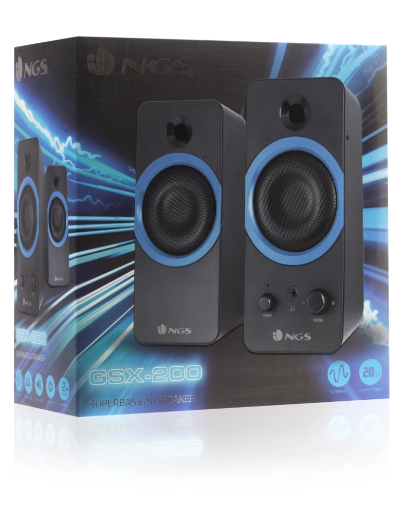 imagem de NGS GSX-200: COLUNAS GAMING SUPERBASS STEREO - POTENCIA 20W- PLUG AND PLAY- USB6