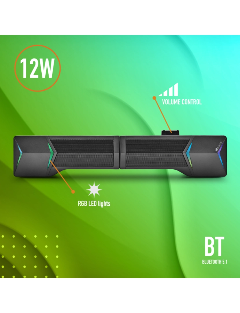 imagem de NGS GSX-B1200: BARRA DE SOM 2.0 GAMING DESTACÁVEL - LUZES RGB DE 12W -  COR NEGRA.2