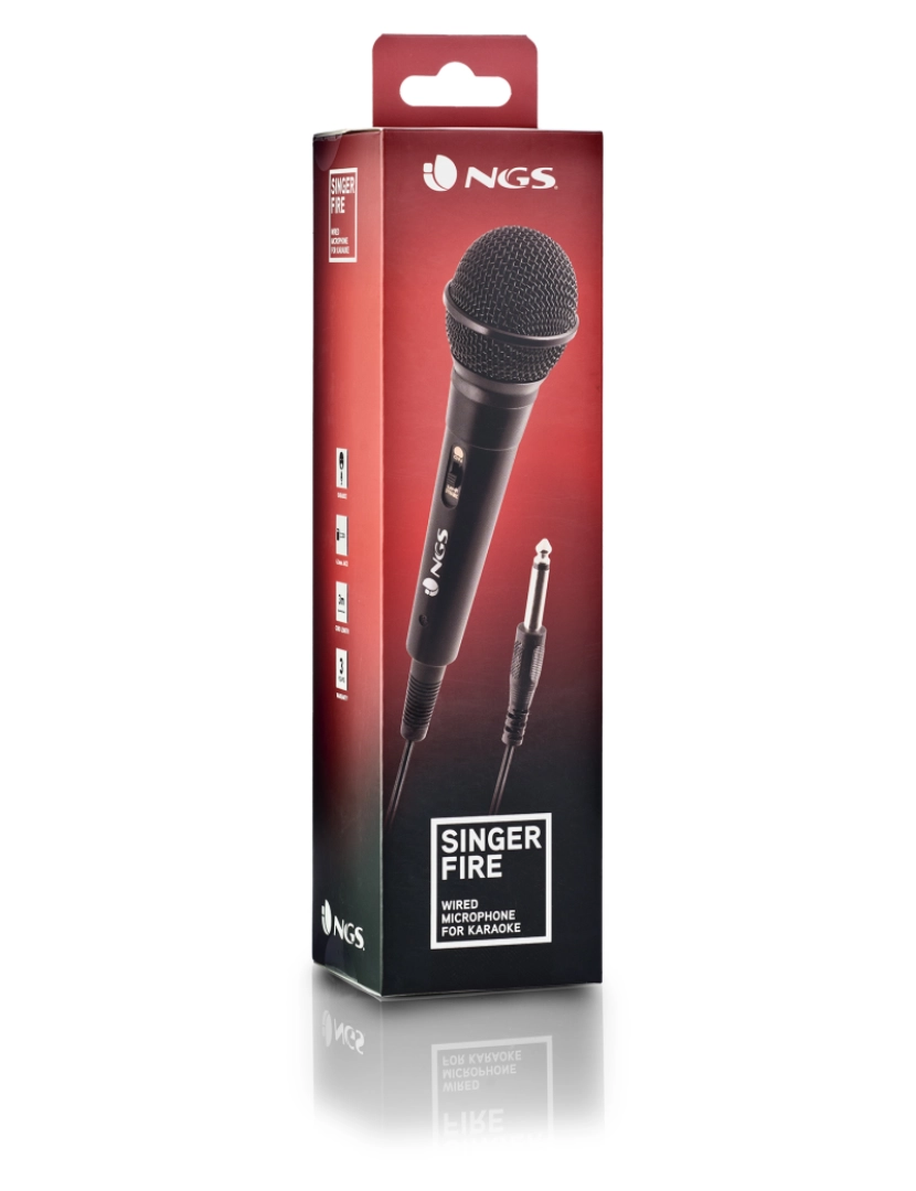 imagem de NGS SINGER FIRE: Microfone ideal para karaoke com entrada de jack com 6,3 mm -botão ON/OFF- cabo de 3 m6