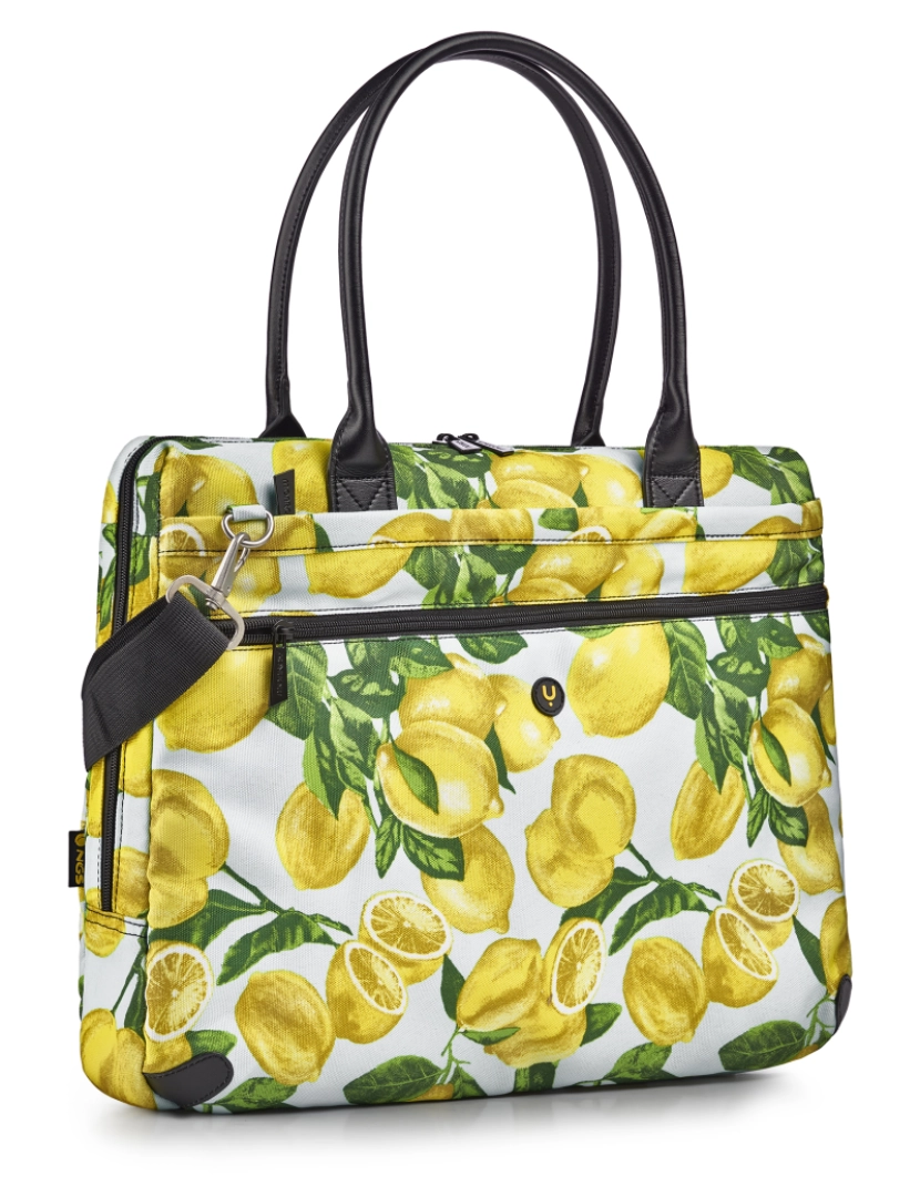 NGS - NGS Monray Stella Lemon: Elegante mala de portátil de até 16" para mulheres. Padrão com limões. Alças compridas. Compartimentos.