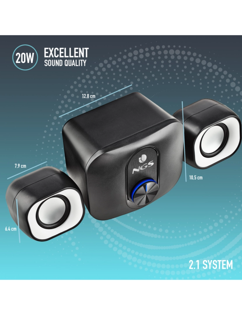 imagem de NGS Comet 2.1: Colunas de som para computador com subwoofer, alimentação USB, 3,5 mm Aux. 20W. Plug & Play4