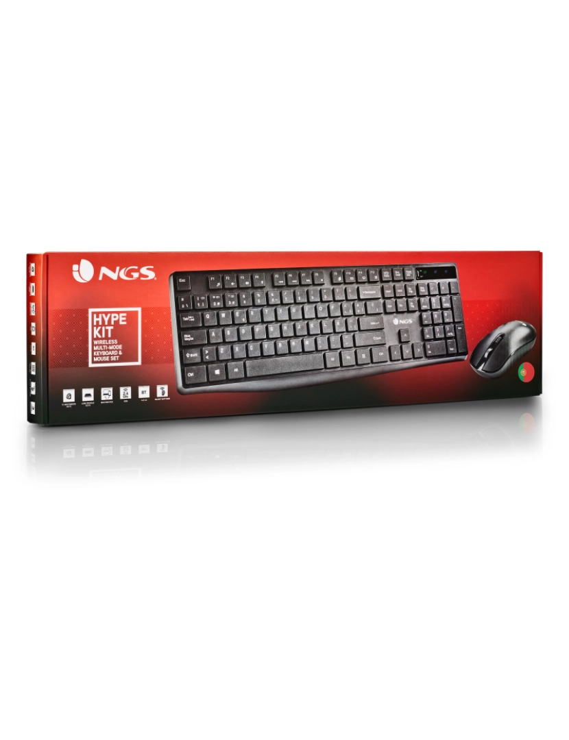 imagem de NGS Hype Kit PORTUGUESE: Pack de rato teclado multimodo sem fios. Multiconexão BT4. 0+BT4. 0+2.4G. DPI:800/1200/1600. 12 TECLAS MULTIMEDIA.9