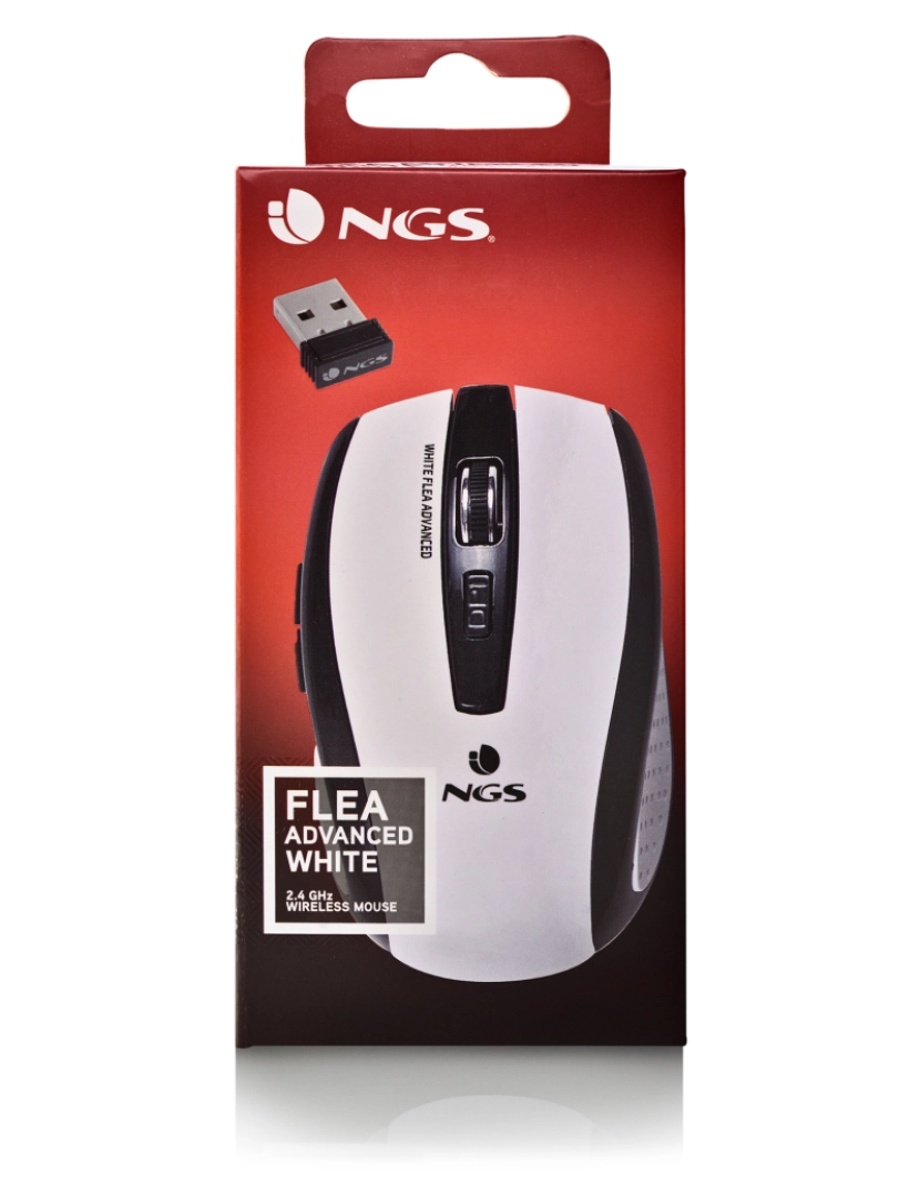 imagem de NGS FLEA ADVANCED WHITE: WIRELESS MOUSE Rato ótico sem fios 800/1600 DPI-6 botões-nano-receptor6