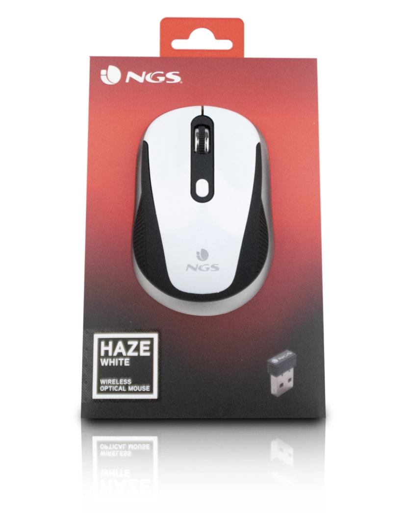 imagem de NGS HAZE WHITE: WIRELESS MOUSE 2.4 GHz Rato ótico sem fios nano-receptor -800/1600 DPI6