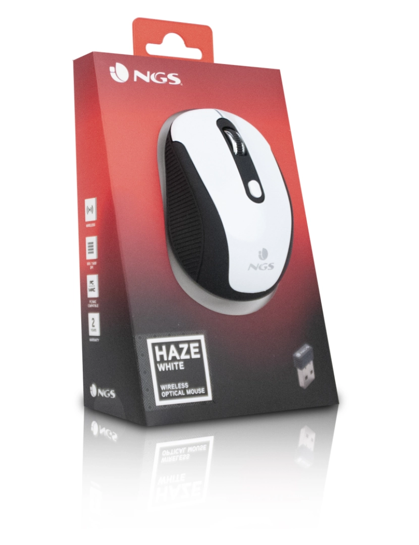 imagem de NGS HAZE WHITE: WIRELESS MOUSE 2.4 GHz Rato ótico sem fios nano-receptor -800/1600 DPI7