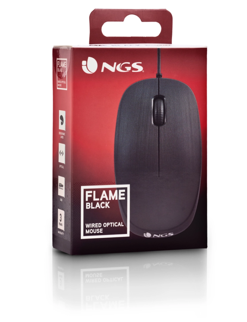 imagem de NGS FLAME BLACK:  Rato ótico com fios 1000dpi, roda, tamanho padrão. Preto.7