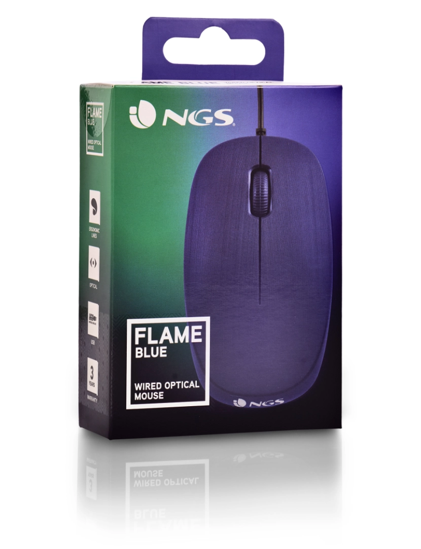 imagem de NGS FLAME BLUE: Rato ótico com fios 1000dpi, roda, tamanho padrão. Ligação USB. Azul.6