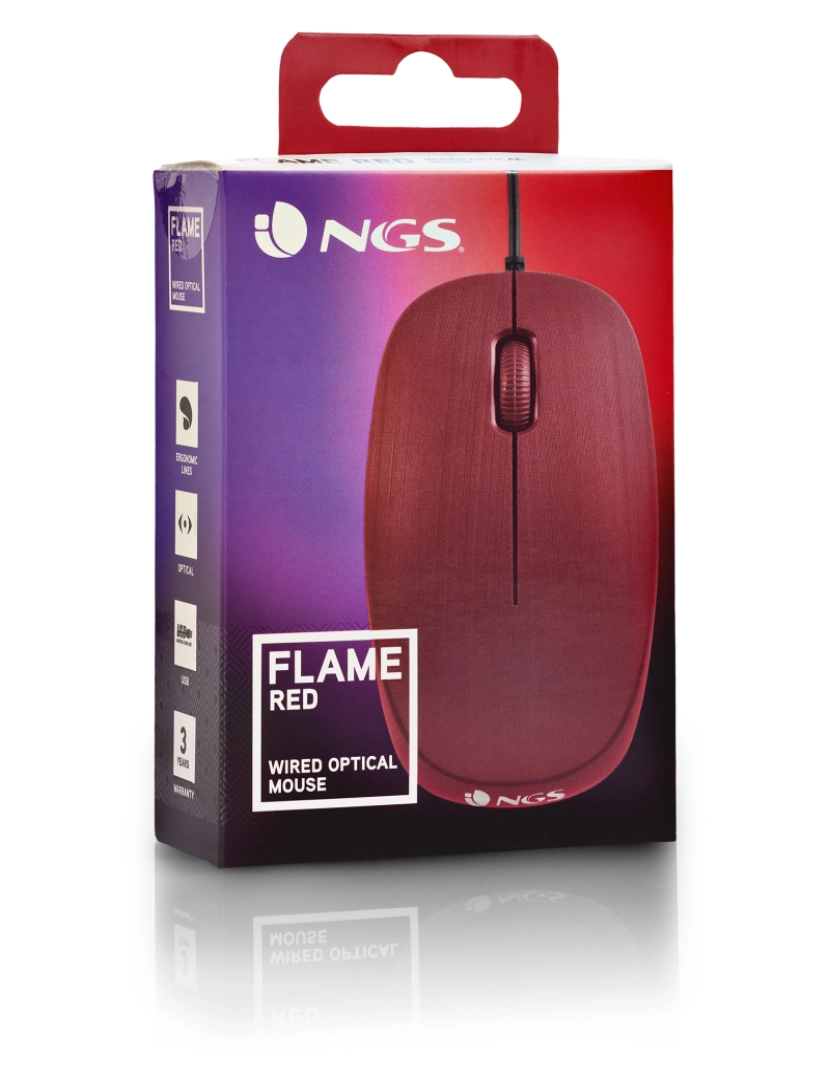 imagem de NGS WIRED MOUSE FLAME REDRato ótico com fios 1000dpi, roda, tamanho padrão5