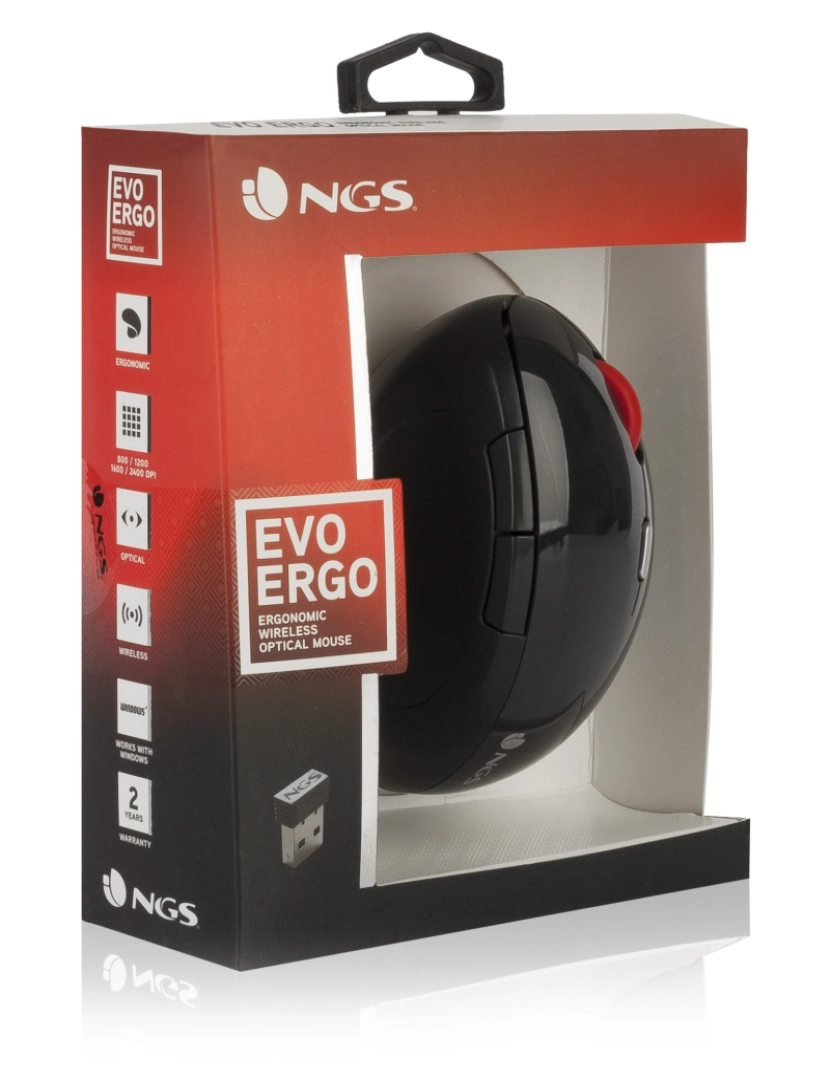 imagem de NGS ERGONOMIC WIRELESS MOUSE EVO ERGO EVO ERGO RATO ERGONOMICO SEM FIOS COR PRETO BRILHANTE7