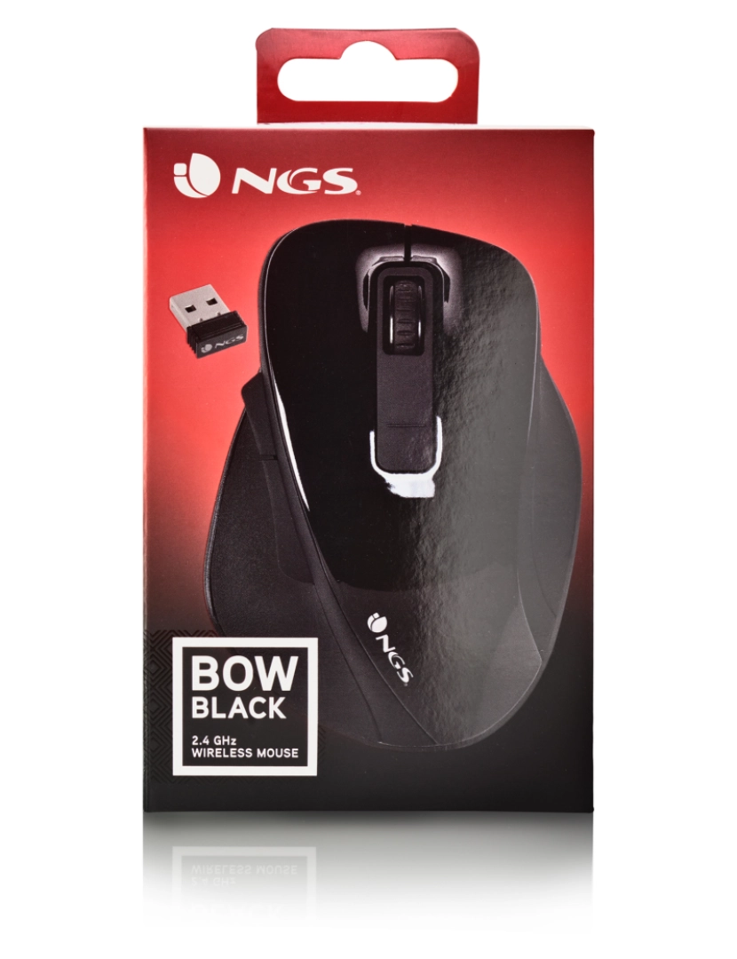 imagem de NGS WIRELESS MOUSE BOW BLACK RATO ÓTICO SEM FIOS 800/1200/1600 DPI-5 BOTÕES+SCROLL-NANO RECEPTOR5