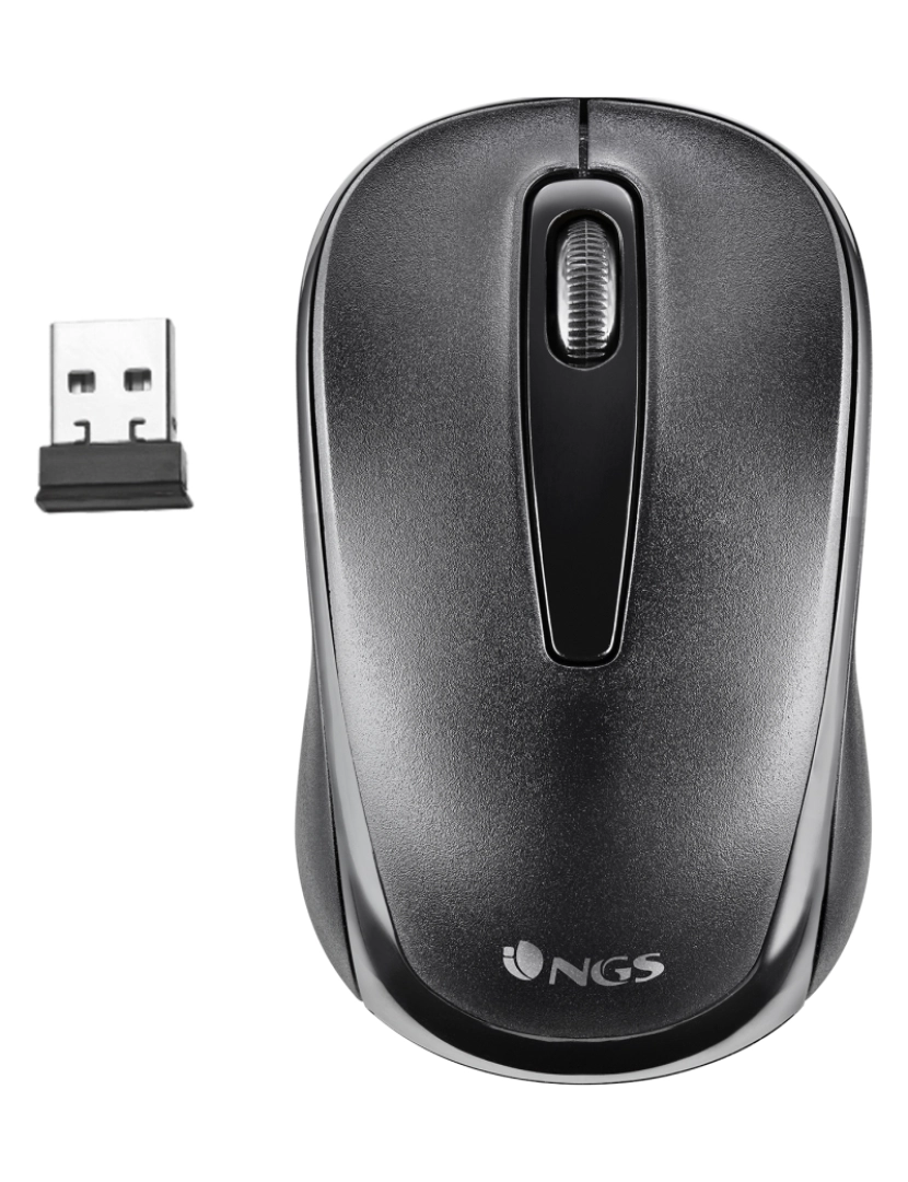 NGS - NGS Easy Gamma: rato ótico de 1200 dpi com ligação USB.  2,4 GHz. "Plug and Play". Esquerda ou direita. Preto. 2 botões + scroll