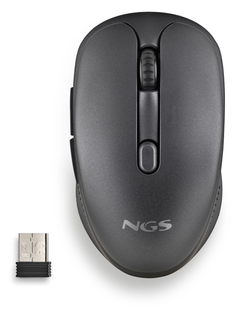 NGS - NGS EVO RUST BLACK: Rato sem fios recarregável com botões silenciosos. DPI: 800/1200/1600. Scroll +5 botões. Destro. Compacto. Cor preta.