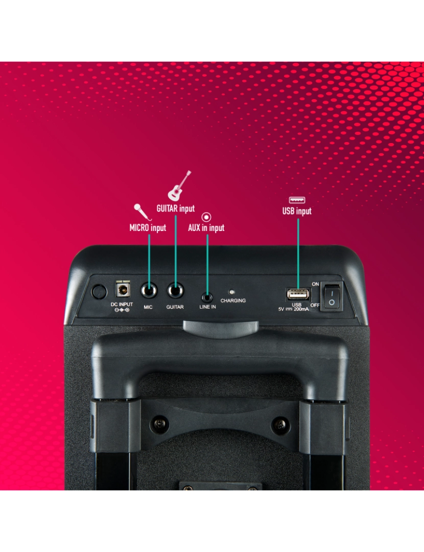 imagem de NGS Wild Rave 2: Altifalante portátil compatível com tecnologia Bluetooth-TWS-200W USB-AUX IN. 10 hrs autonomia. luzes LED. microfono6