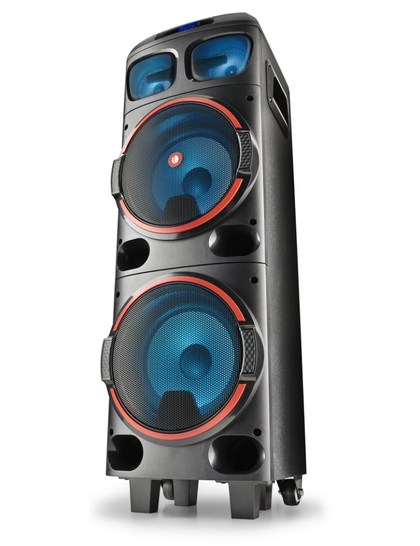 imagem de NGS WILD DUB 1: 300W 2x8” woofer altifalante portátil  compatível com a tecnologia Bluetooth e TWS, USB/ MicroSD/ 7hrs autonomia. luzes RGB. Rodas.3