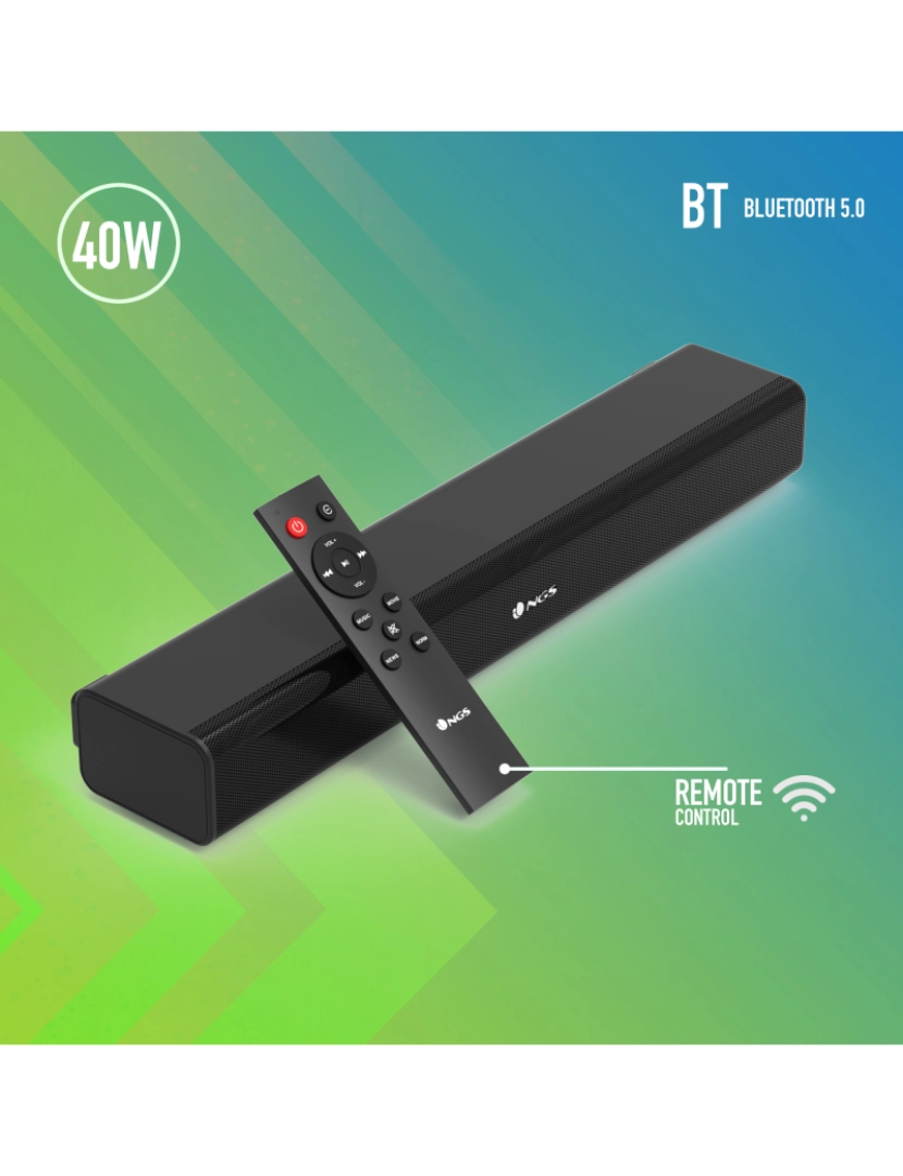 imagem de NGS SUBWAY: 40W Barra de som compatível com tecnologia Bluetooth. ENTRADA: OPTICAL/USB/AUX IN. CONTROLO REMOTO. COR PRETA.2