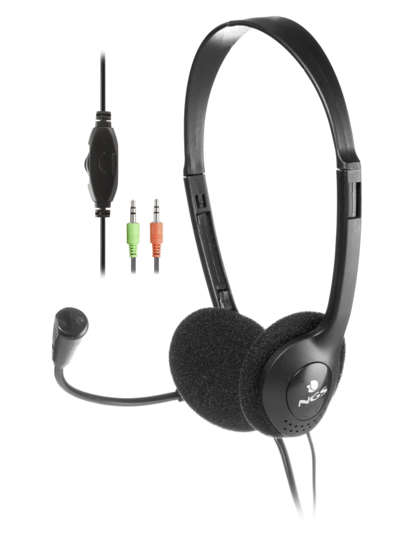 NGS - NGS MS 103: Auricular com microfone e controle de volume. Adequado para aplicações de vídeo e de chat. Preto.
