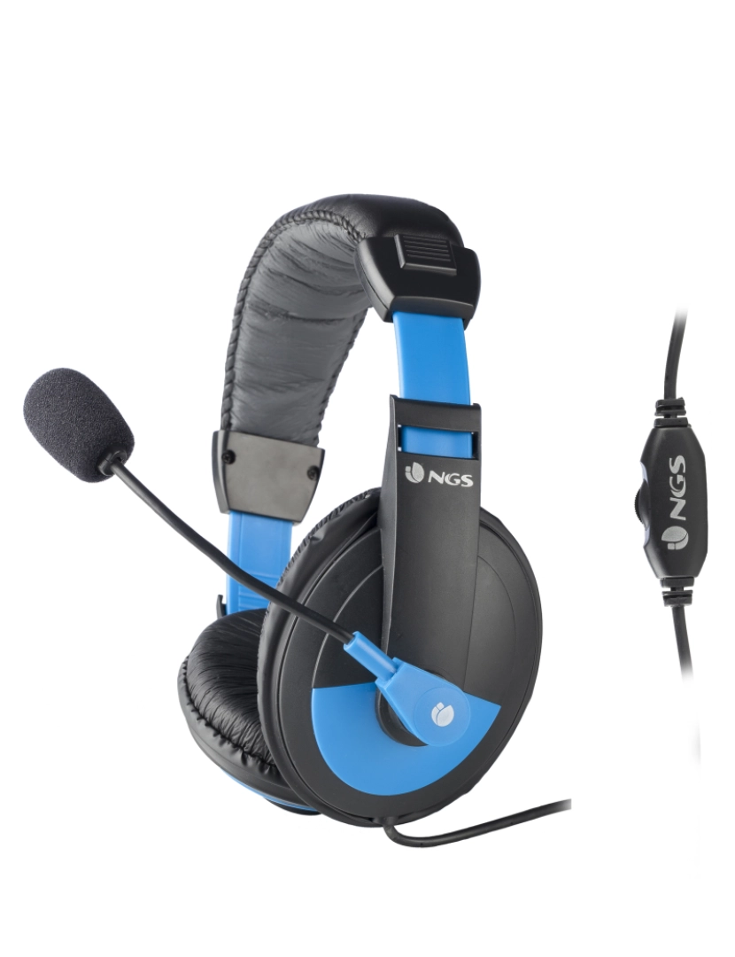 NGS - NGS MSX9 PRO BLUE: Auscultadores circum-auriculares com controle de volume, banda de cabeça acolchoada, microfone e entrada 3,5mm