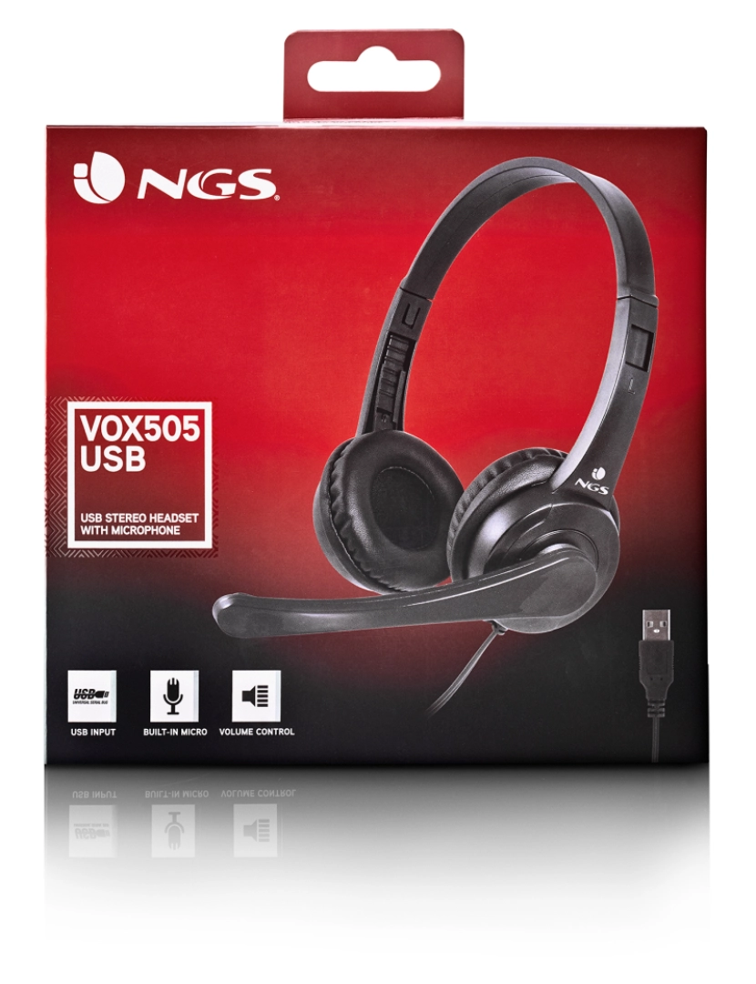 imagem de NGS Vox505 USB auriculares estéreo com um microfone regulável - JACK 3,5mm -almofadas acolchoadas - peso reduzido -fio de 1,8 metros. Cor preta8