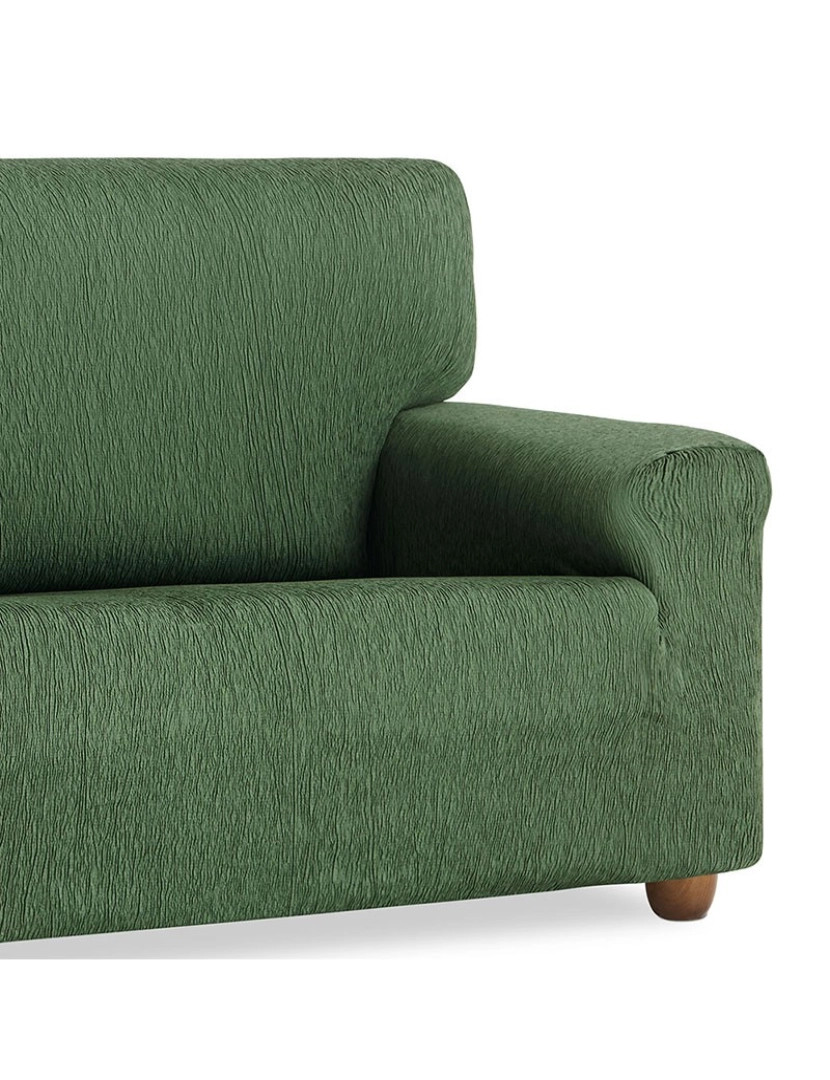 imagem de Capa de sofá elástica Vega, VERDE. Capa para sofá ajustável de 1 lugar em tecido elástico.2