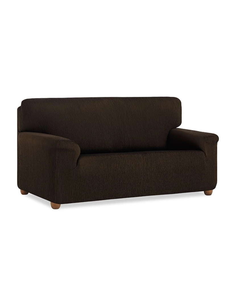 Maxifundas - Capa de sofá elástica Vega, MARROM. Capa de sofá ajustável para sofá de 1 lugar em tecido elástico.