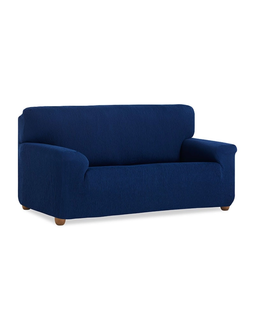 Maxifundas - Capa de sofá elástica Vega, AZUL. Capa para sofá de 2 lugares ajustável em tecido elástico.