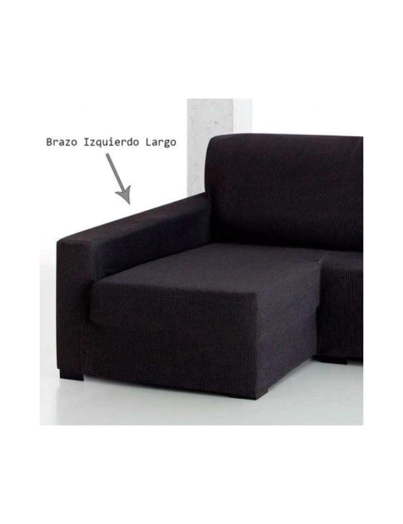 imagem de Capa elástica para chaise longue, braço esquerdo longo cinzento escuro. Capa Elástica para Sofá Chaise Longue2