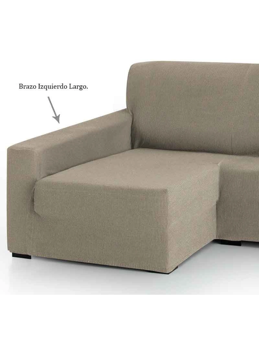 imagem de Capa para sofá chaise longue elástica Strada Braço esquerdo longo, LINO. Capa para sofá chaise longue elástica2