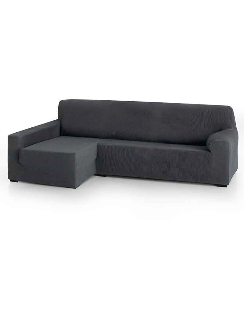 Maxifundas - Capa para sofá chaise longue Strada braço esquerdo elástico longo, CINZA. Capa para sofá chaise longue elástica