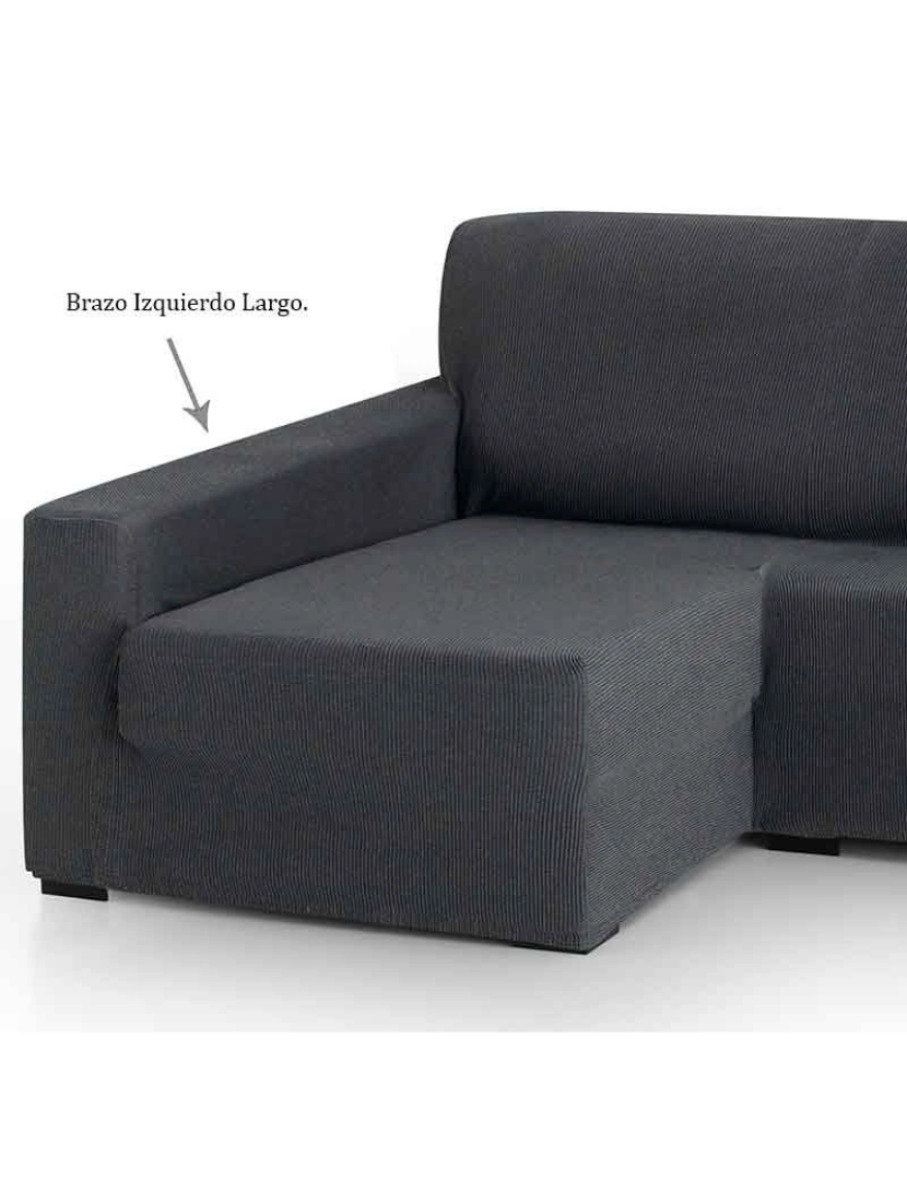 imagem de Capa para sofá chaise longue Strada braço esquerdo elástico longo, CINZA. Capa para sofá chaise longue elástica2