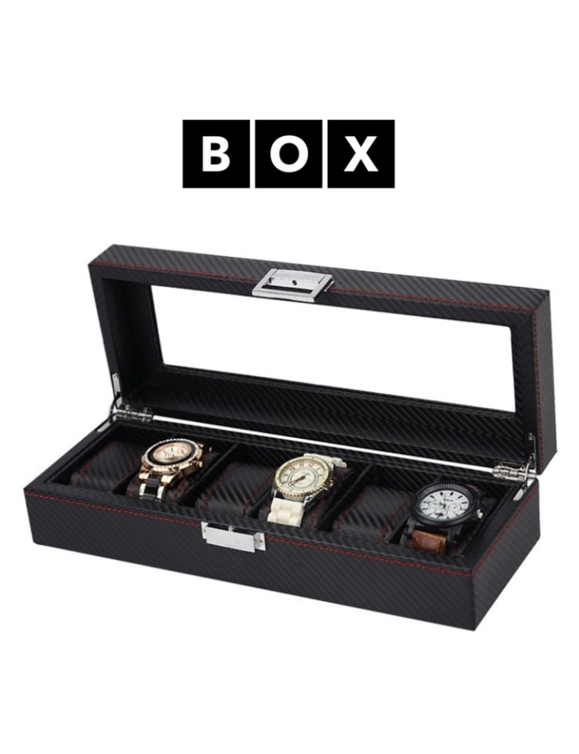 imagem de BOX - Caixa de Arrumação para 6 Relógios - Acabamento Premium PD591