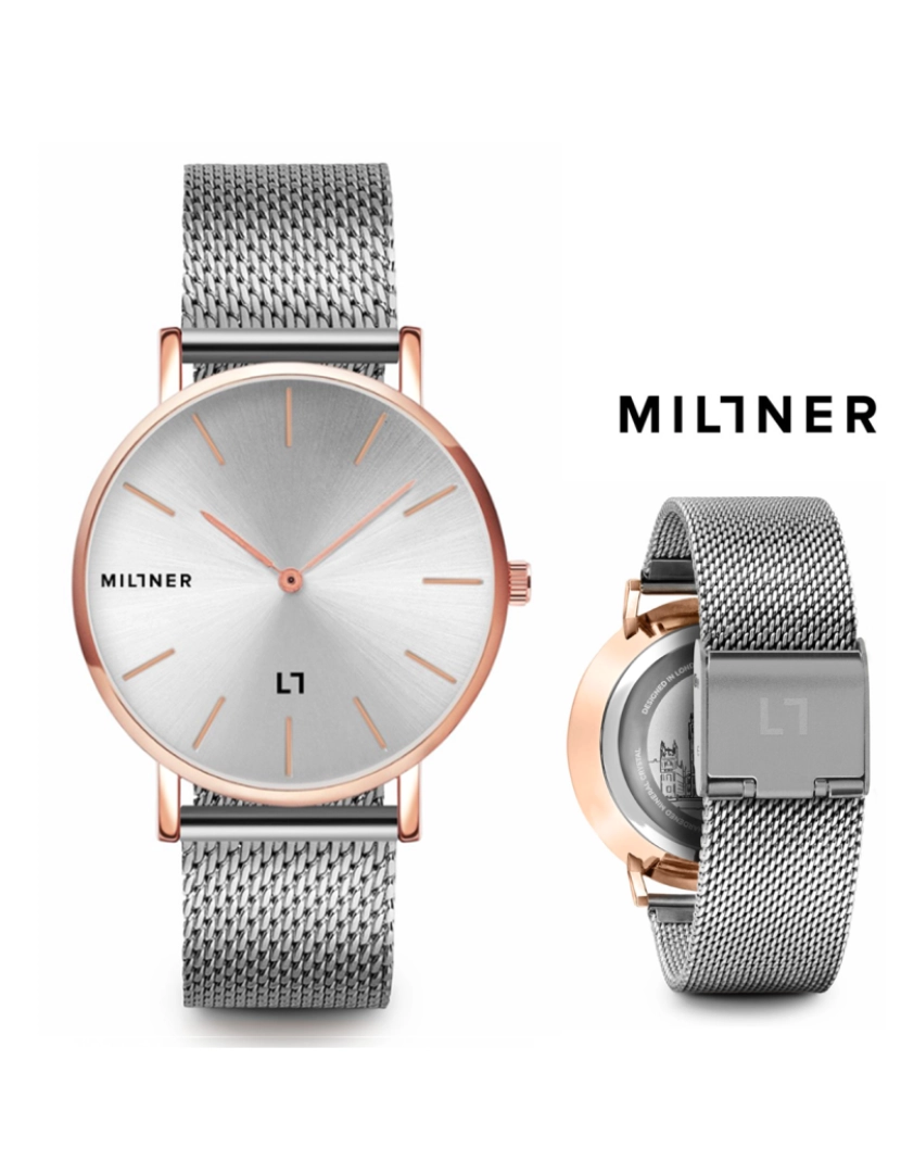 Millner - Relógio Millner Mayfair 2504437 Rose Silver 39mm