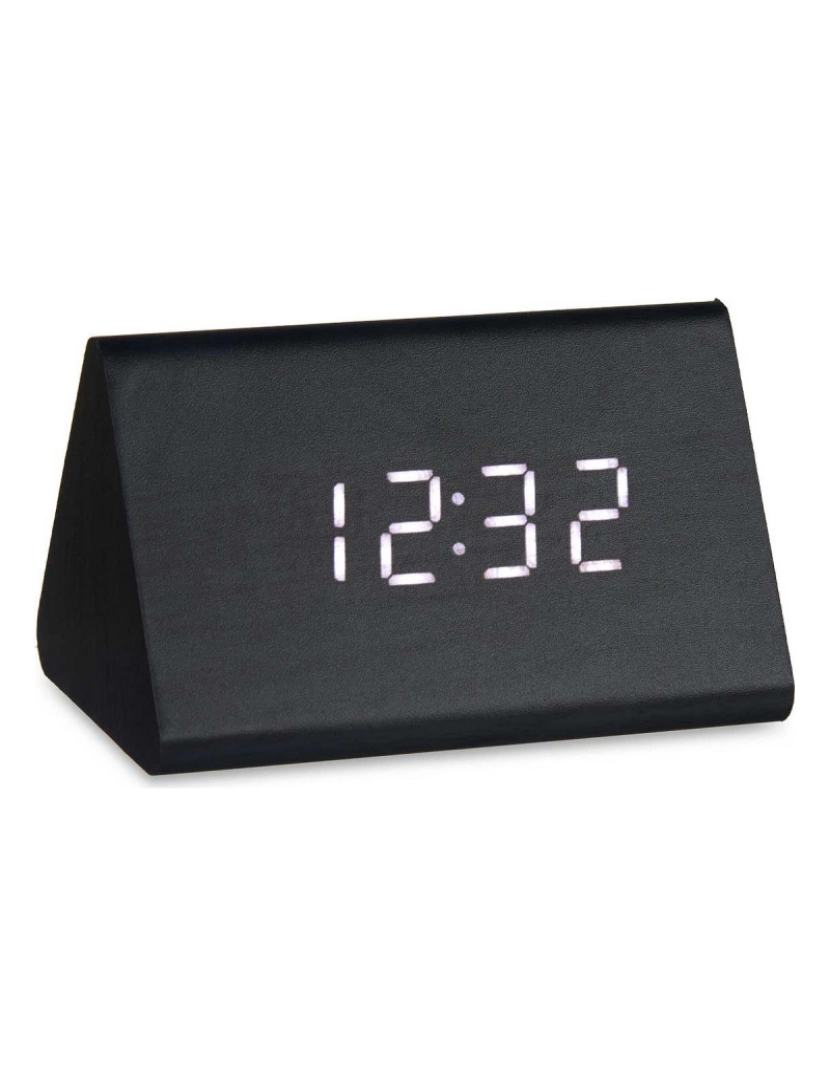 Gift Decor - Relógio Digital de Mesa Preto PVC Madeira MDF (11,7 x 7,5 x 8 cm)