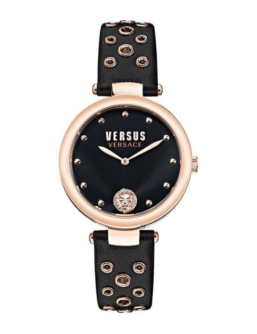 Versus - Relógio Senhora Preto e Rosa Dourado