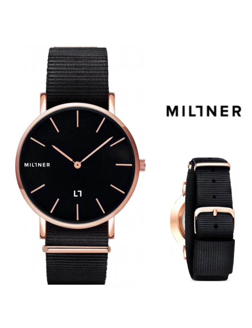 Millner - Relógio Millner STF 0010405 Hallfield Black Fabric 36mm