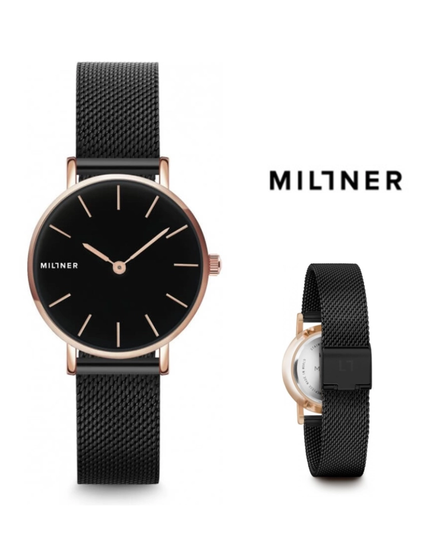 Millner - Relógio Millner 0010605 Mini Black Silver 29mm