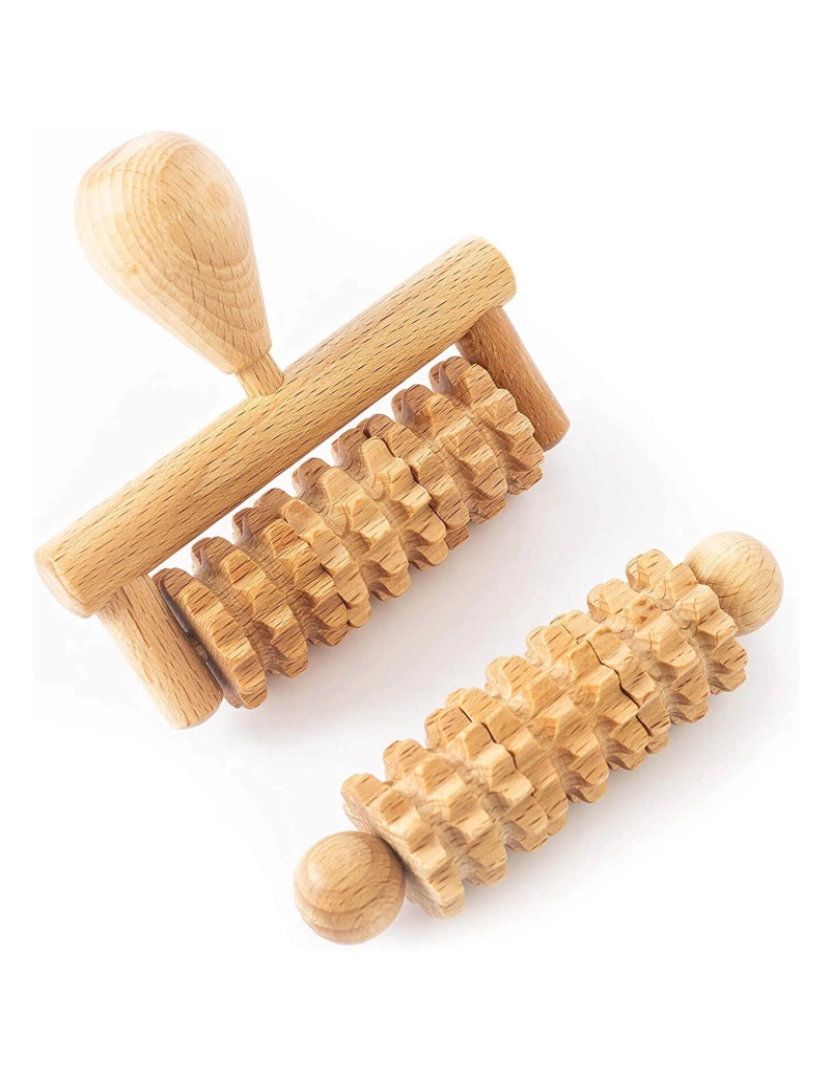 Tuuli - Conjunto de massa de corpo de madeira Tuuli Derma Roller para o colar de cara de mão de braço